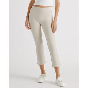 Quince ultra stretch ponte kick flare pants khaki cream large